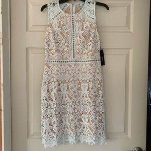 Lulu’s Dream Life Light Blue Lace Bodycon Dress